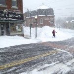Cross country skiers are out in downtown Camden Maine. Nemo, Blizzard